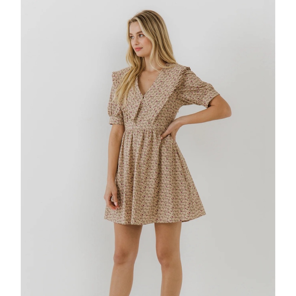 NWT English Factory Floral Mini Dress - Tan - Picture 3 of 6
